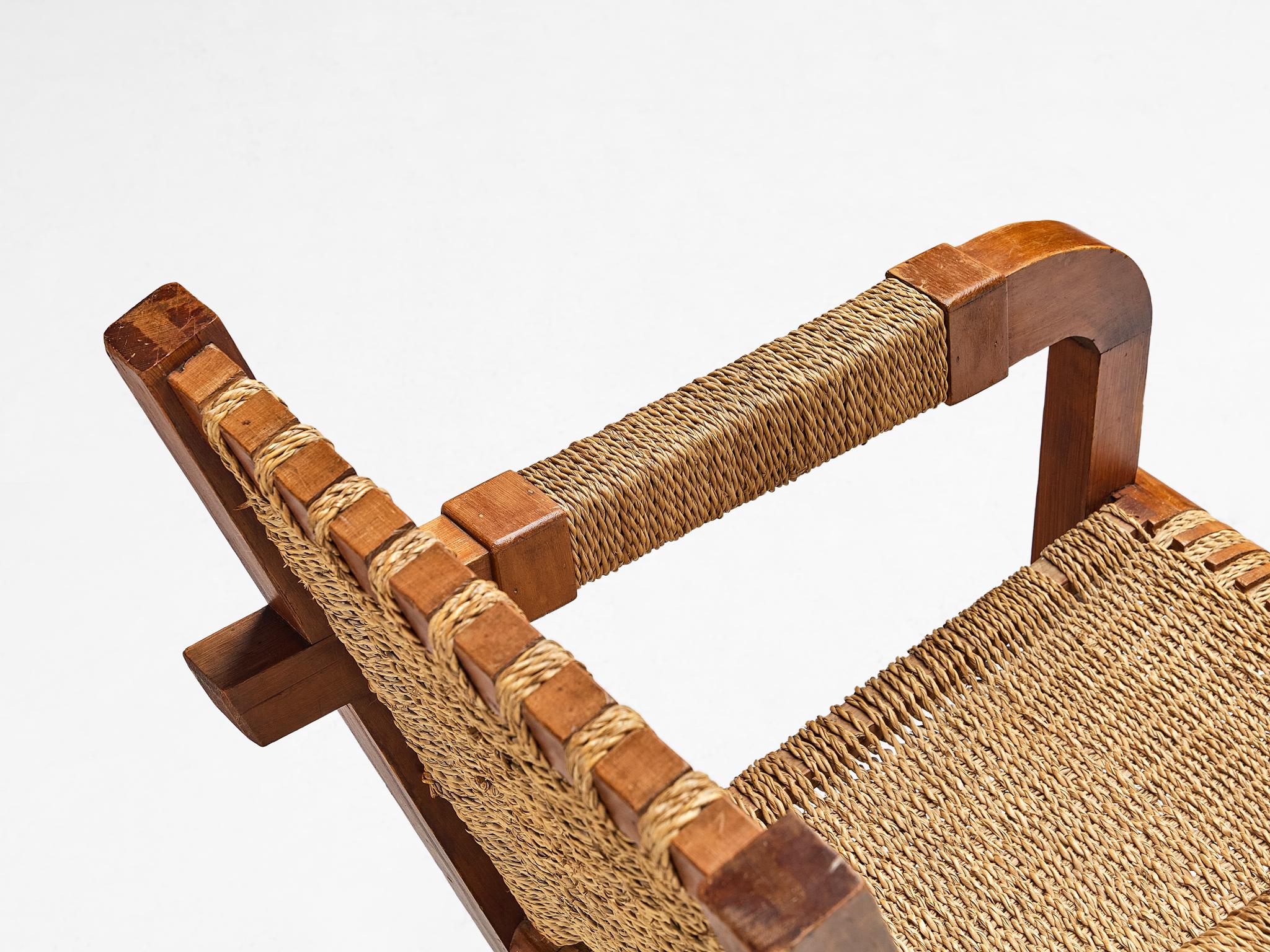 French Francis Jourdain Pair of Lounge Chairs with Woven Details 