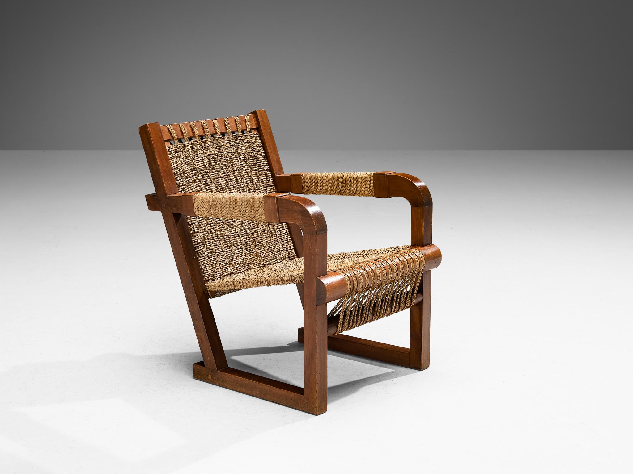 Mid-20th Century Francis Jourdain Pair of Lounge Chairs with Woven Details 