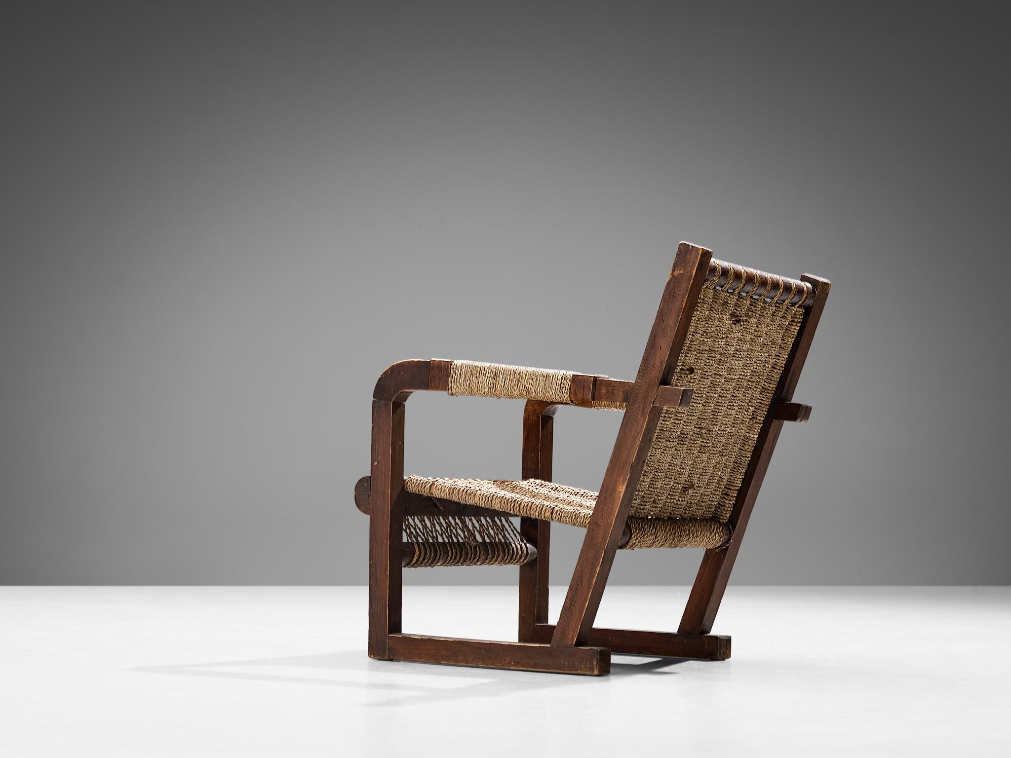 French Francis Jourdain Pair of Lounge Chairs with Woven Details