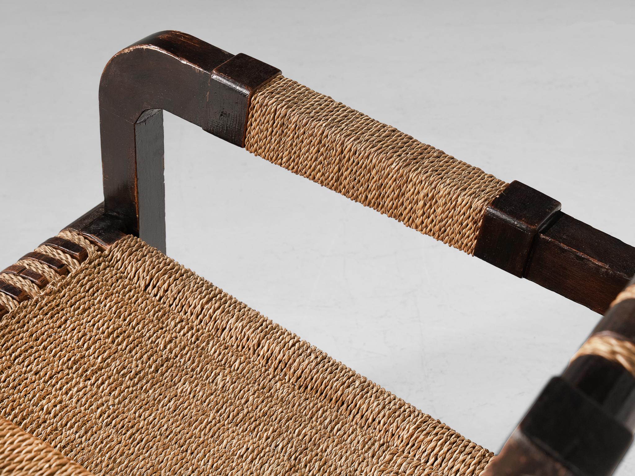 Rope Francis Jourdain Pair of Lounge Chairs with Woven Details