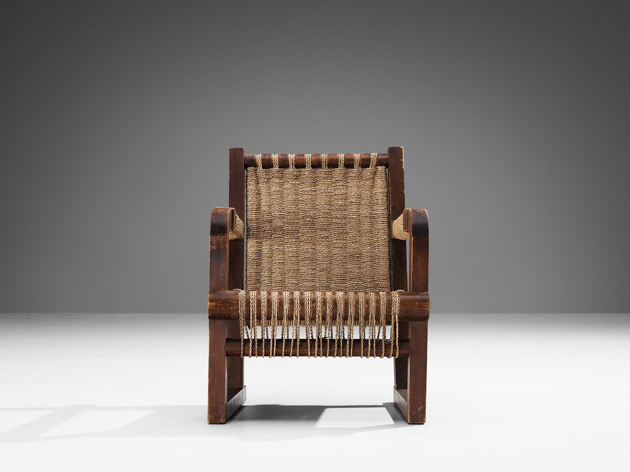 Mid-20th Century Francis Jourdain Pair of Lounge Chairs with Woven Details