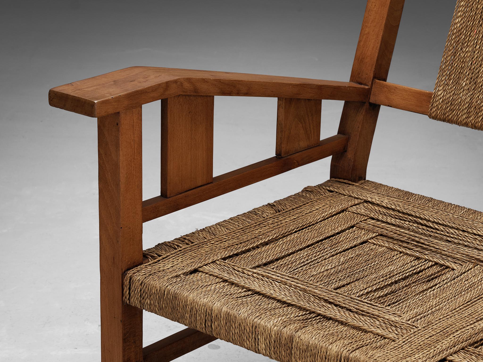 Francis Jourdain Sofa oder Bank aus gewebtem Stroh und Holz  im Angebot 4