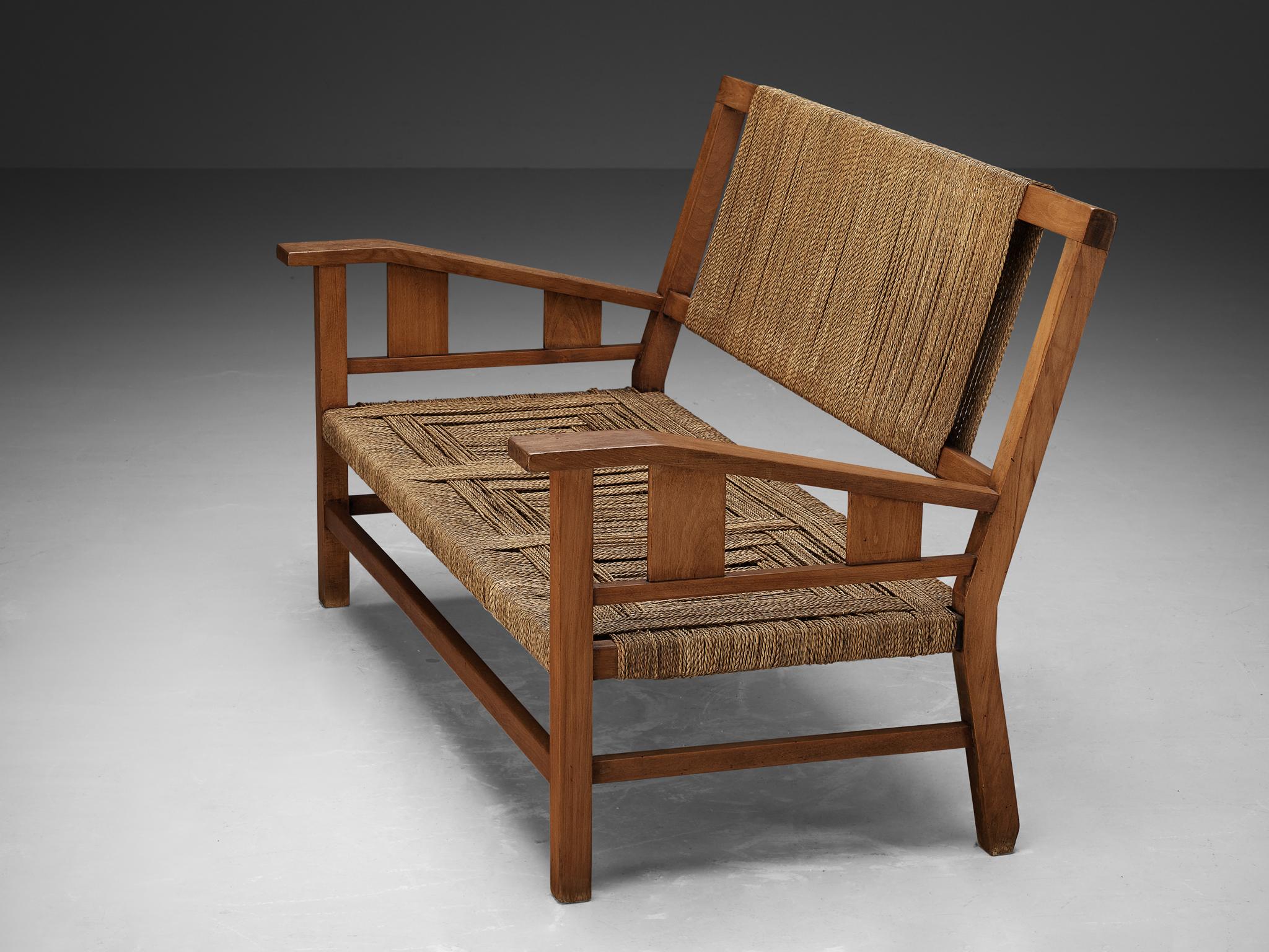 Francis Jourdain Sofa oder Bank aus gewebtem Stroh und Holz  im Angebot 2