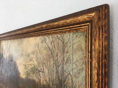 Paysage du milieu du siècle, par Francis Kughler, peinture à l'huile sur panneau