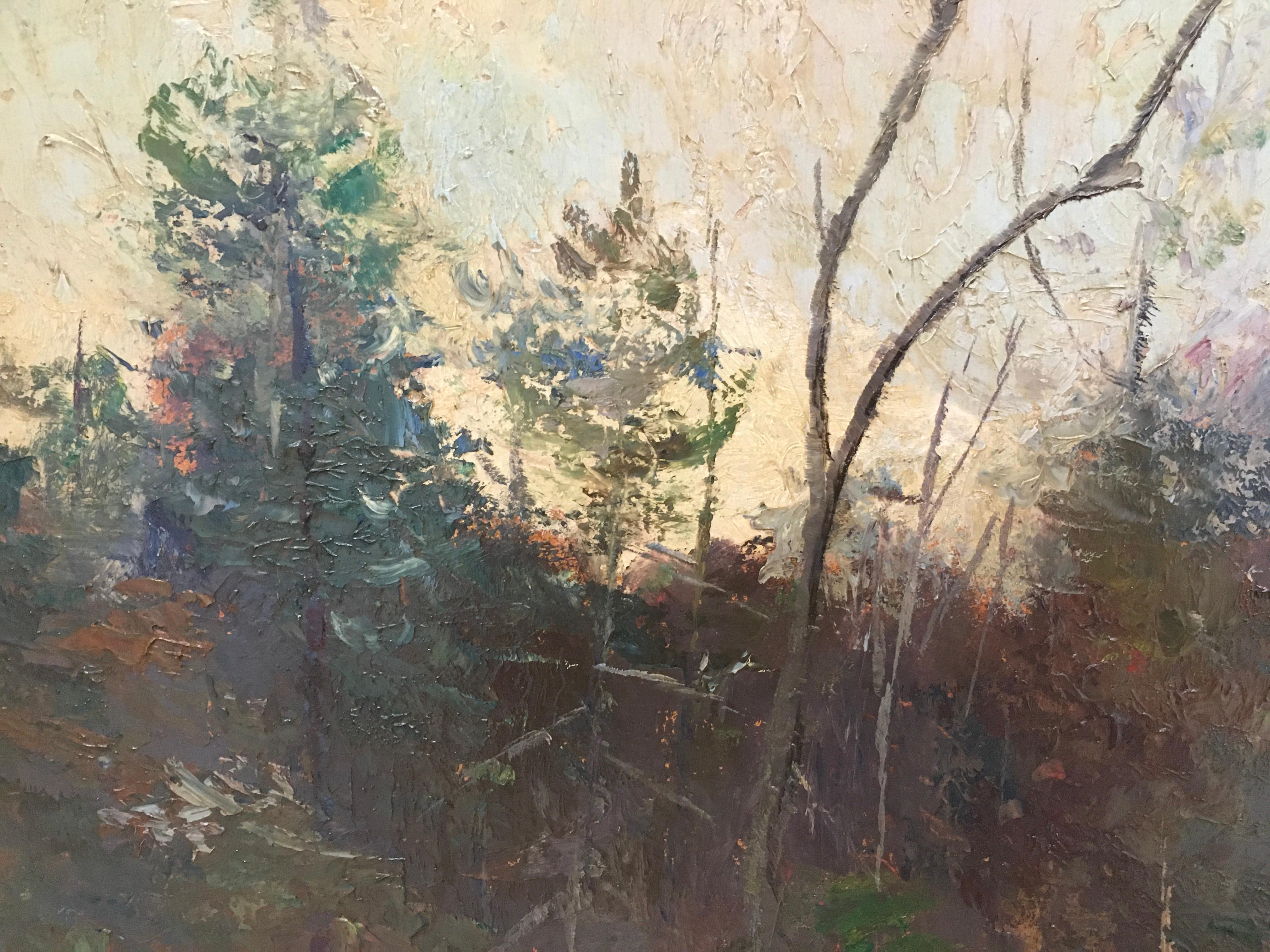 Mid-Century Landscape, by Francis Kughler, Oil on Panel Painting For Sale 7