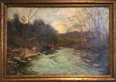 Landschaft aus der Mitte des Jahrhunderts, von Francis Kughler, Ölgemälde auf Tafel