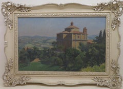 (1936-2016) ORIGINAL IMpressIONIST OIL PAINting French Hilltop Monastery SIGNED