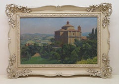 (1939-2016) ORIGINAL IMPRESSIONIST OIL PAINTING - French Hilltop Monastery