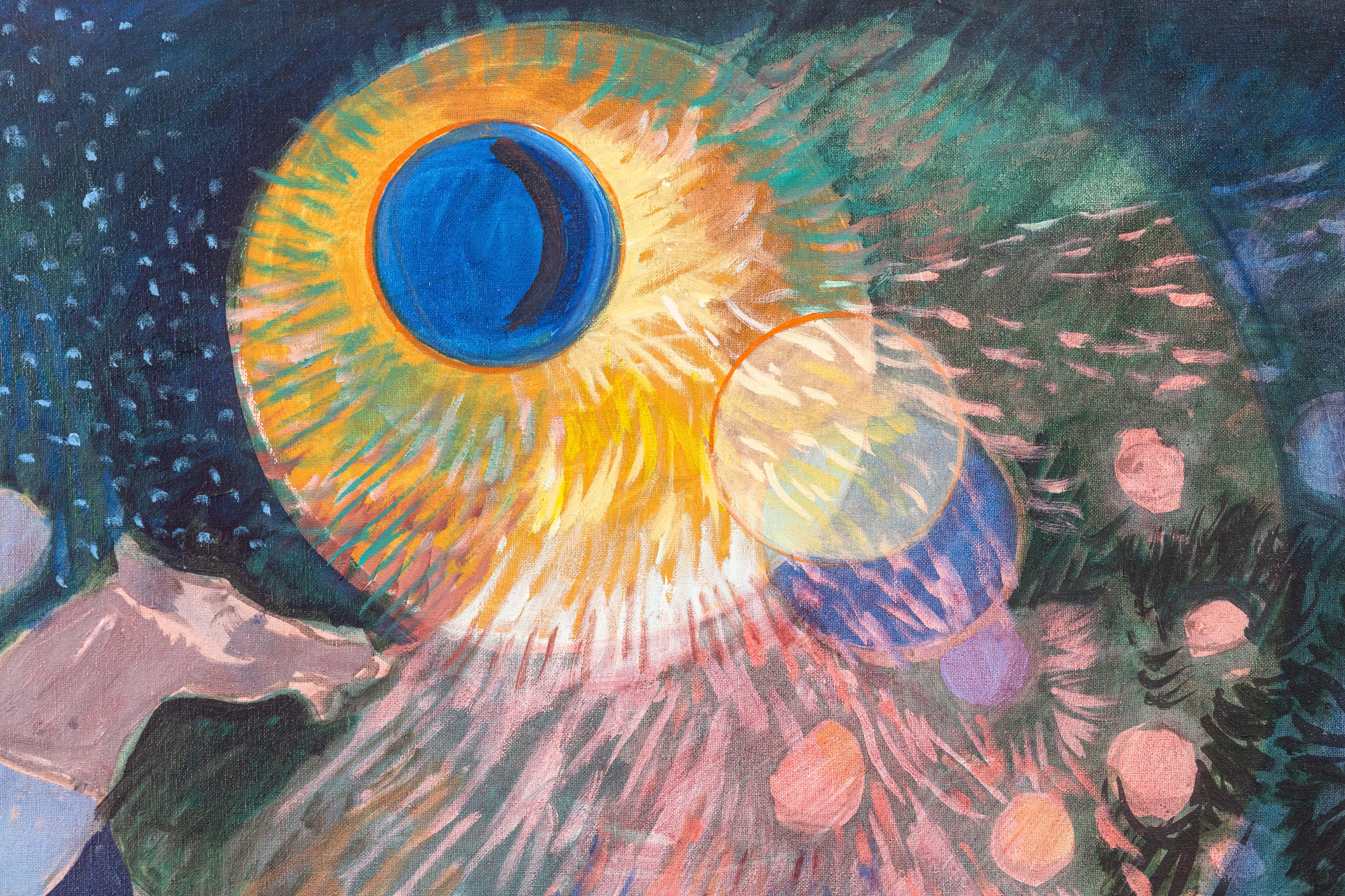 American Francis Littna Apocalypse, 1968 Signed Oil on Canvas Modernist Religious For Sale