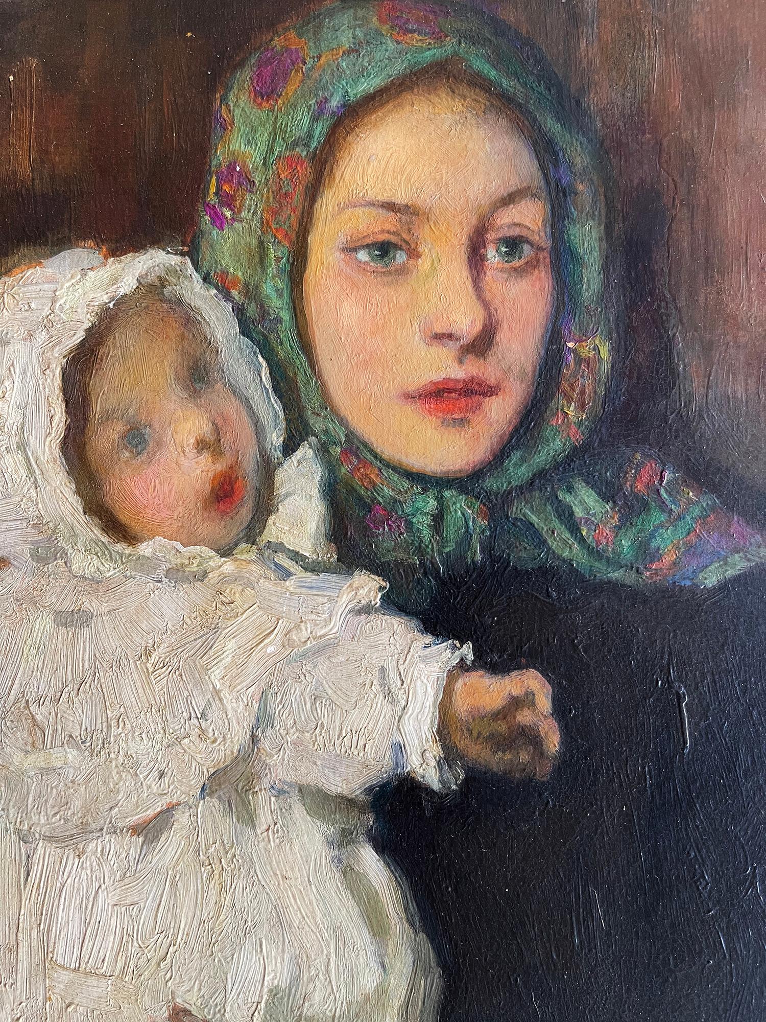 Madre e figlio - Ritratto classico - Painting di Francis Luis Mora