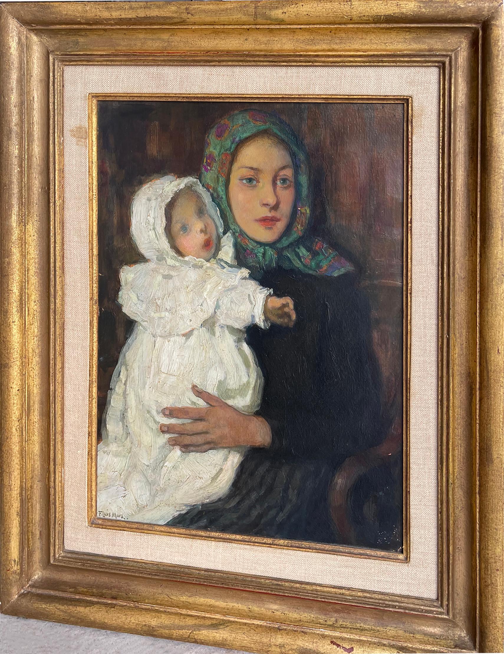 Mutter und Kind (Akademisch), Painting, von Francis Luis Mora