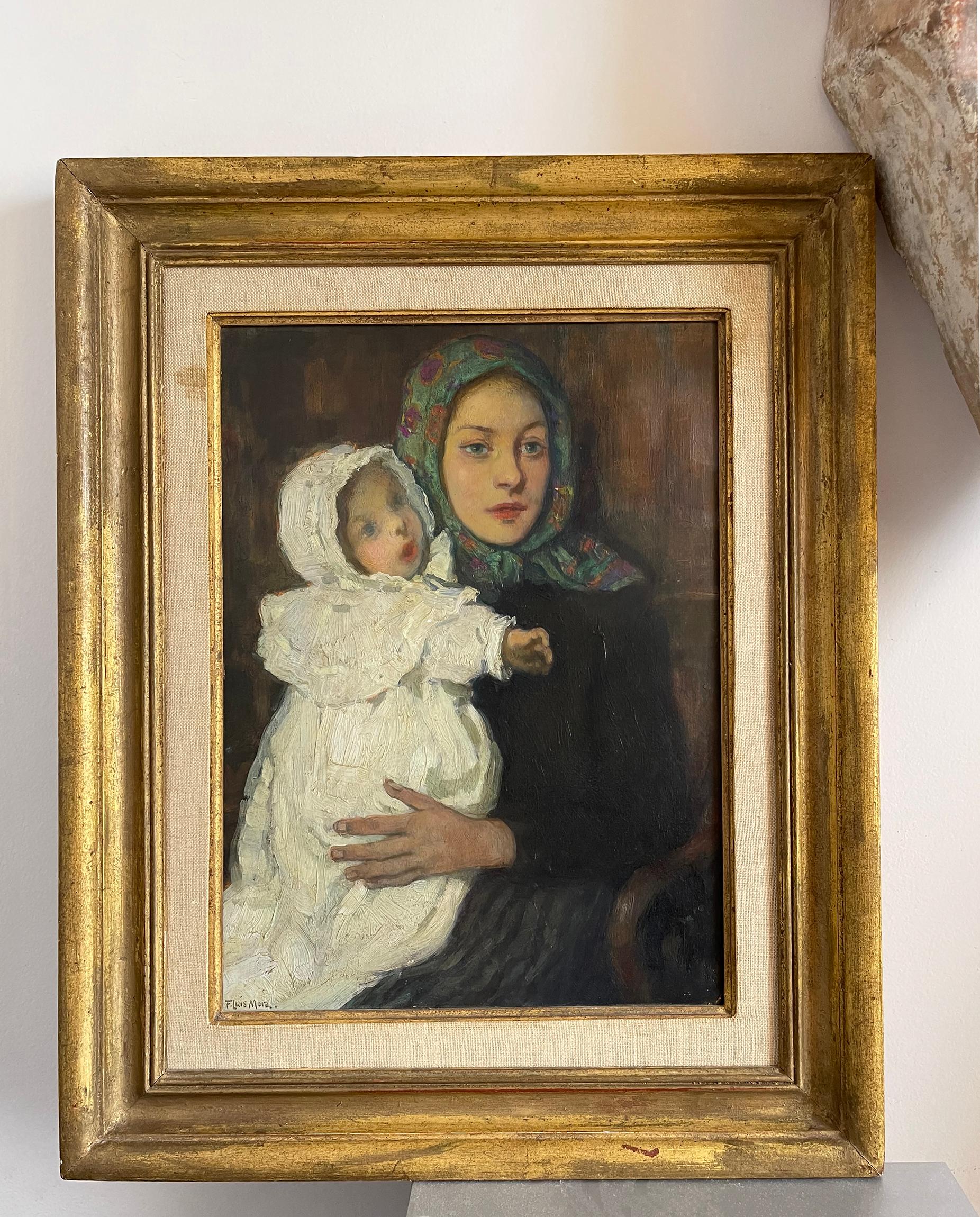 Mother and Child - Academic Painting by Francis Luis Mora