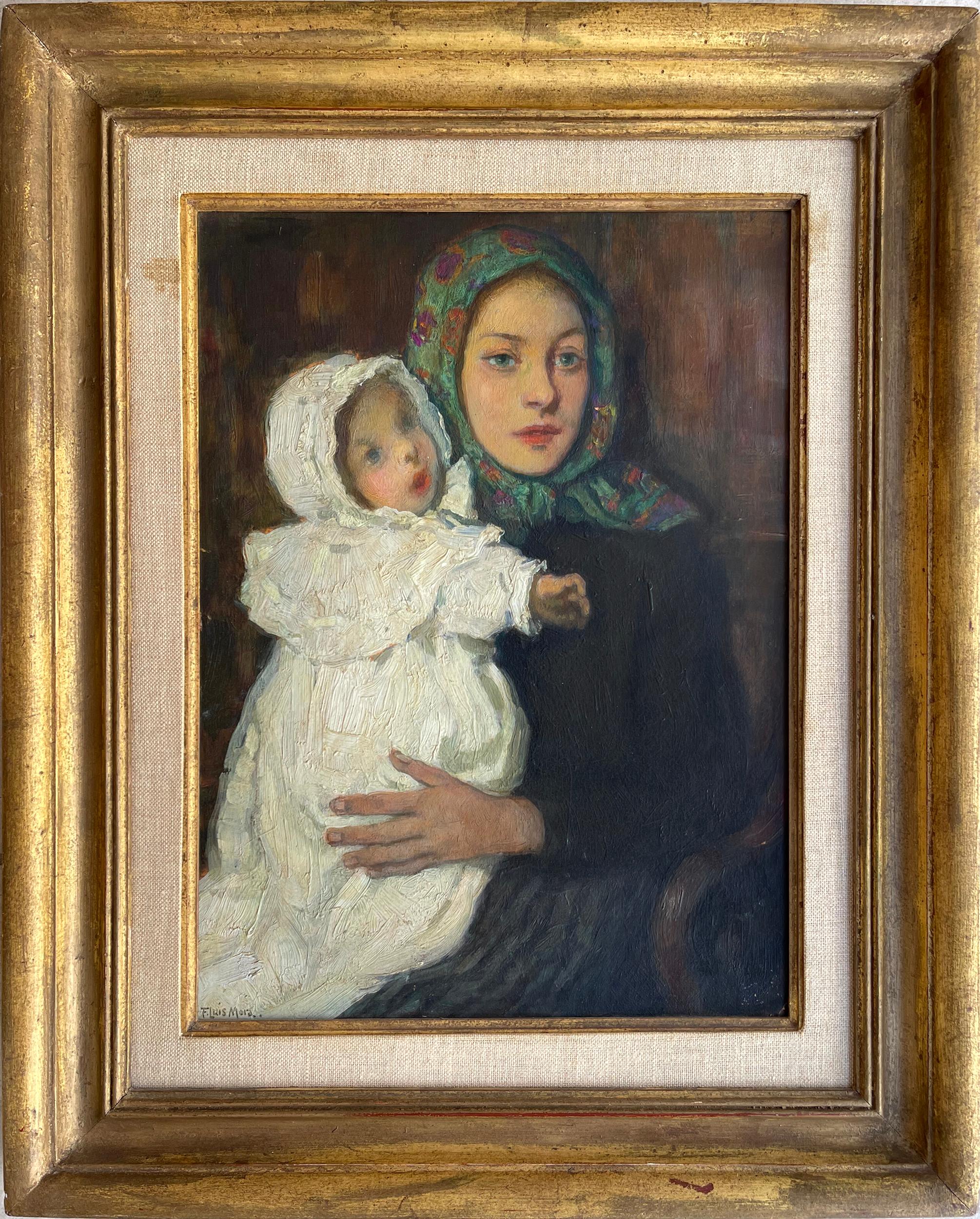 Portrait Painting Francis Luis Mora - Mère et enfant