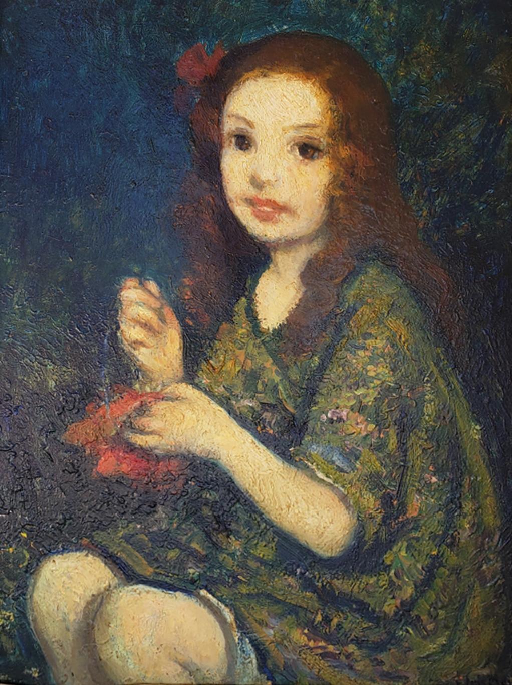  Portait of a young girl  - Painting by Francis Luis Mora