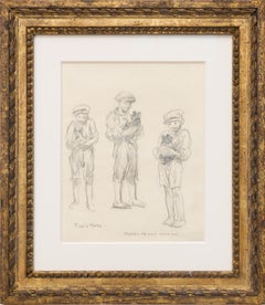 Sketch For Boy with Pup, Vintage American Drawing of the Ash Can School