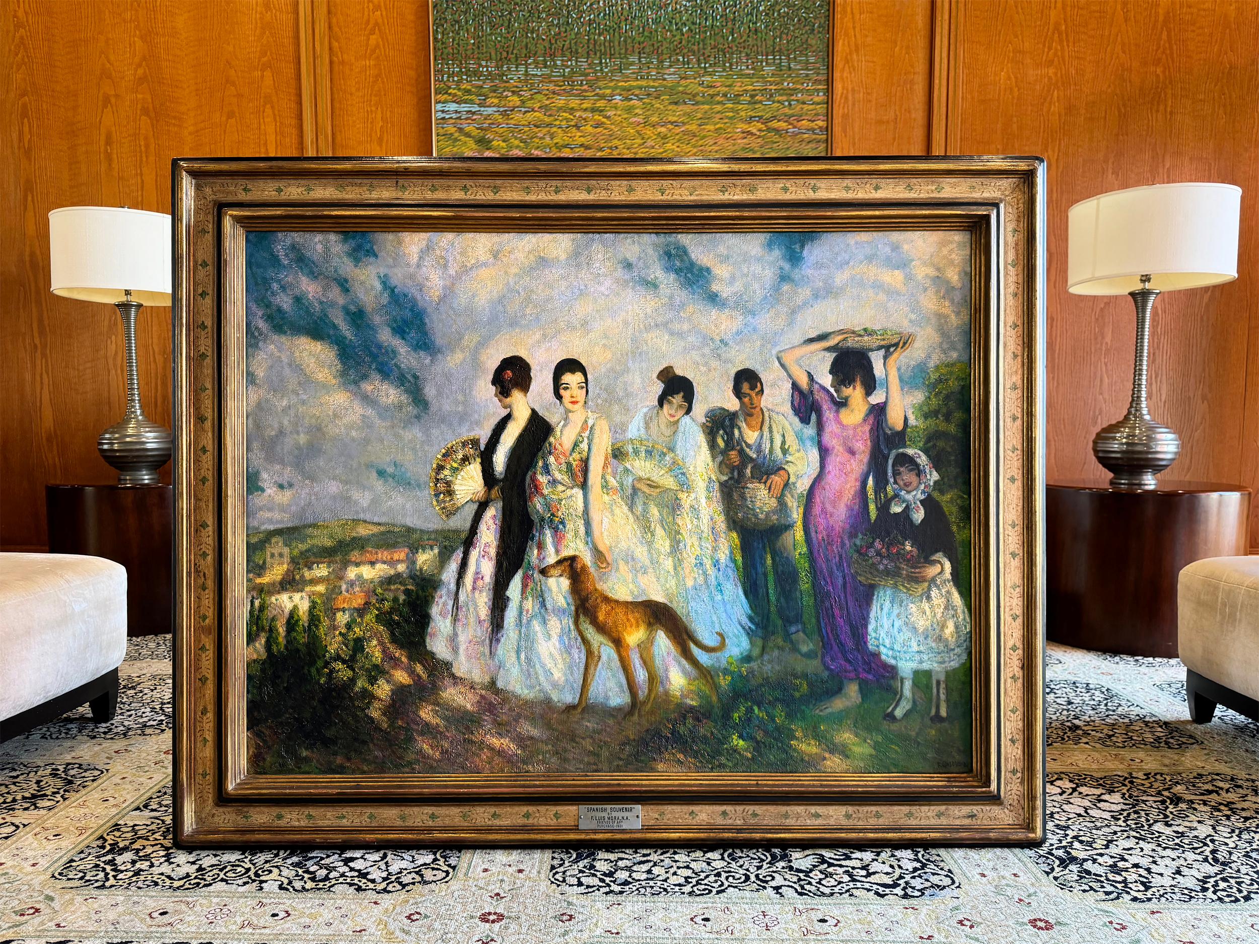Souvenir español- mantilla, peineta,  chaleco - Painting de Francis Luis Mora