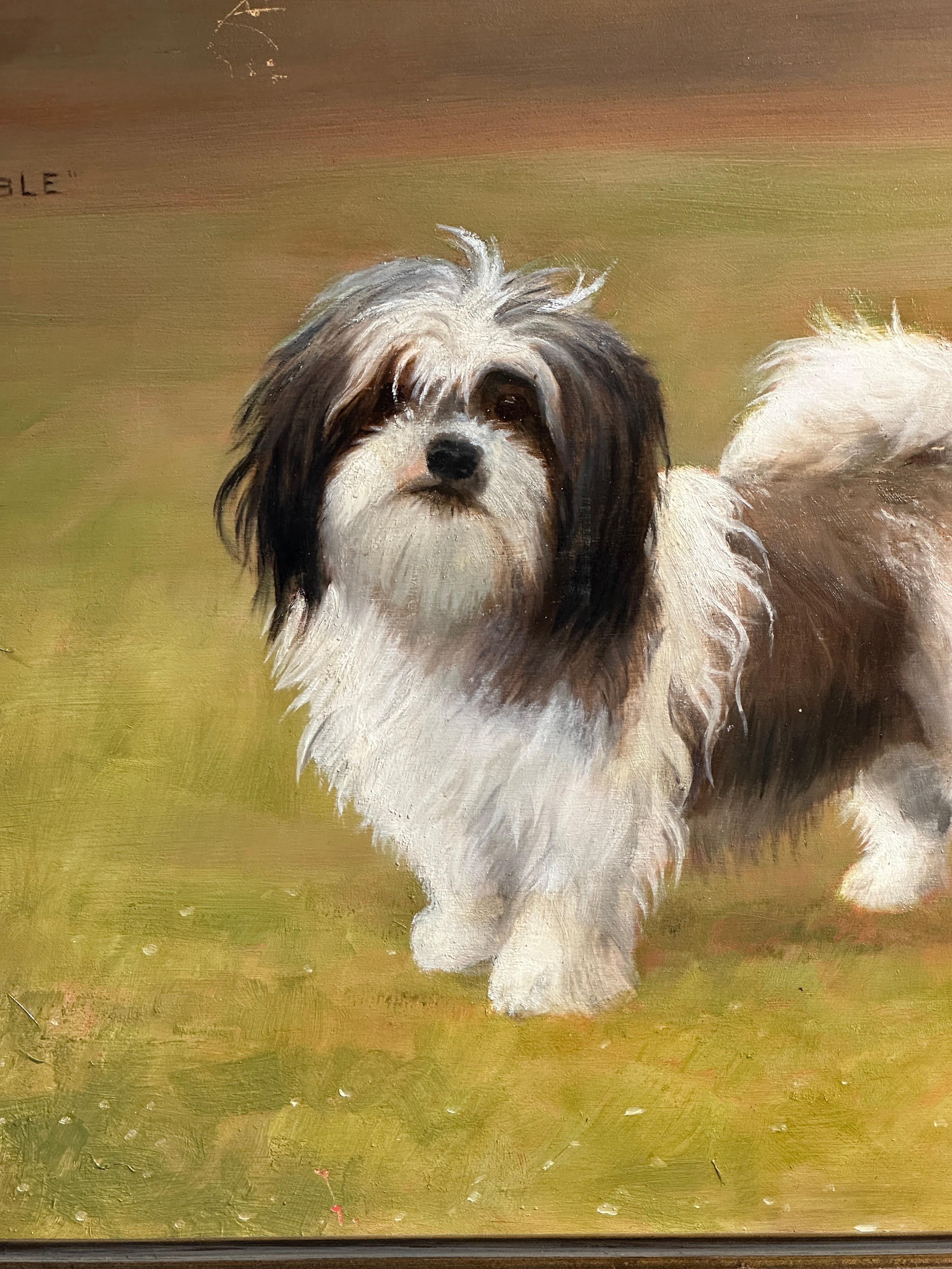 Ritratto di cane inglese del XX secolo di un cane pechinese di nome Bumble - Painting Realismo di Francis Mable Hollams