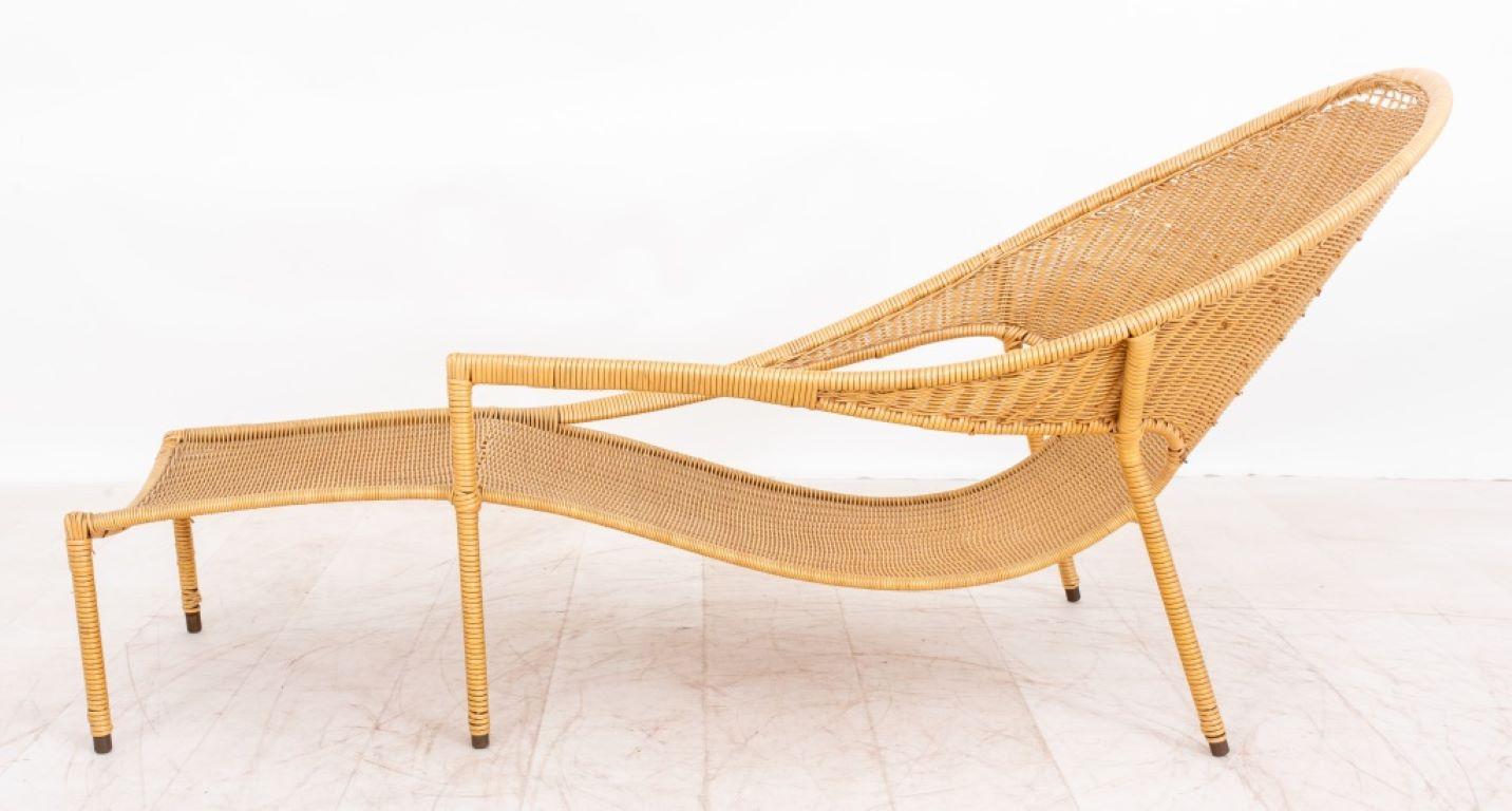 Francis Mair (American, active California, 1916-1991) wicker chaise longue, designed 1960, with scoop back and open sides, in woven wicker with wicker wrapped frame.

Dealer: S138XX