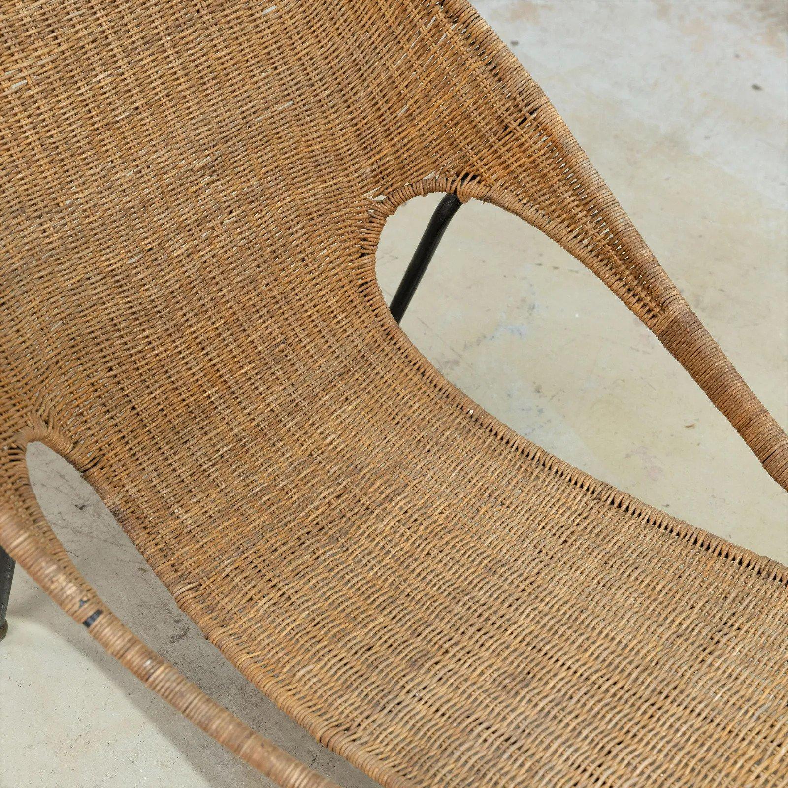 Mid-20th Century Francis Mair Wicker Chaise Lounge