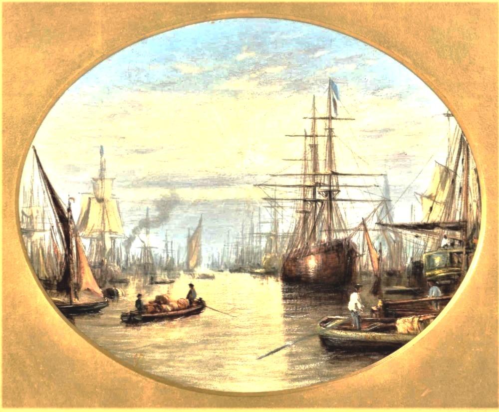 Óleo del siglo XIX, vista Londres, el Támesis, casas parlamento, Francis Maltino en venta 4