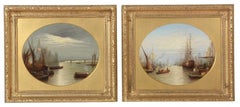 Huile du XIXe siècle, vue de Londres, la Tamise, Parlement des maisons, Francis Maltino
