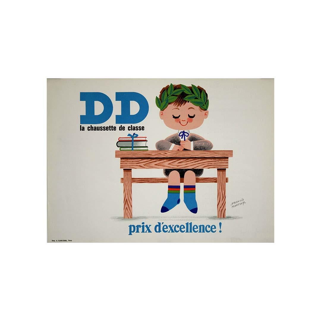 Poster originale francese del 1950 circa - DD, una marca di calze per bambini in vendita 2