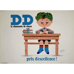 Circa 1950 original French poster - DD, a brand of children’s socks