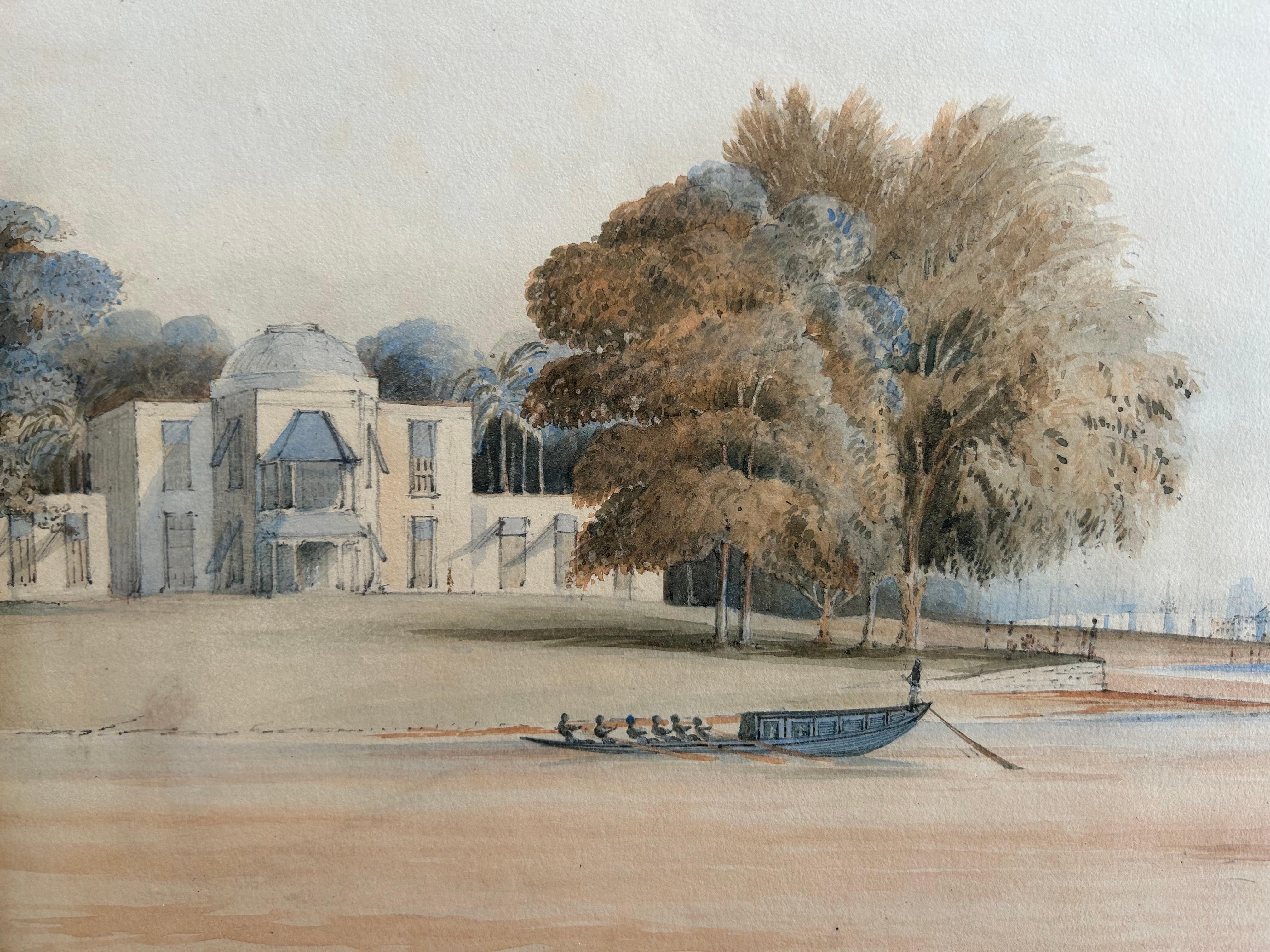 Calcutta India 1841 Historically Rich Watercolour First Opium Wars Empire Rare For Sale 7