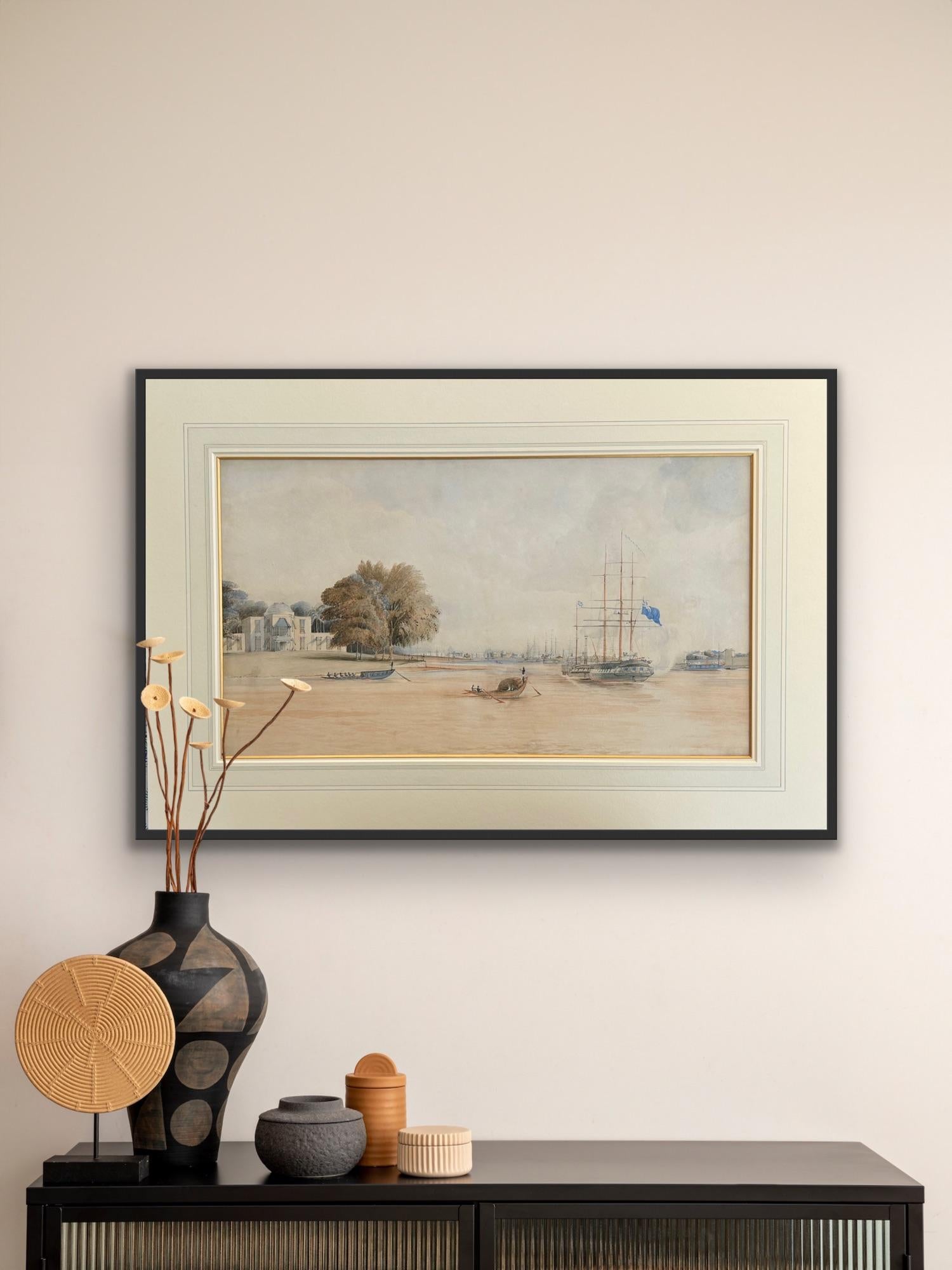 Calcutta India 1841 Historically Rich Watercolour First Opium Wars Empire Rare For Sale 8