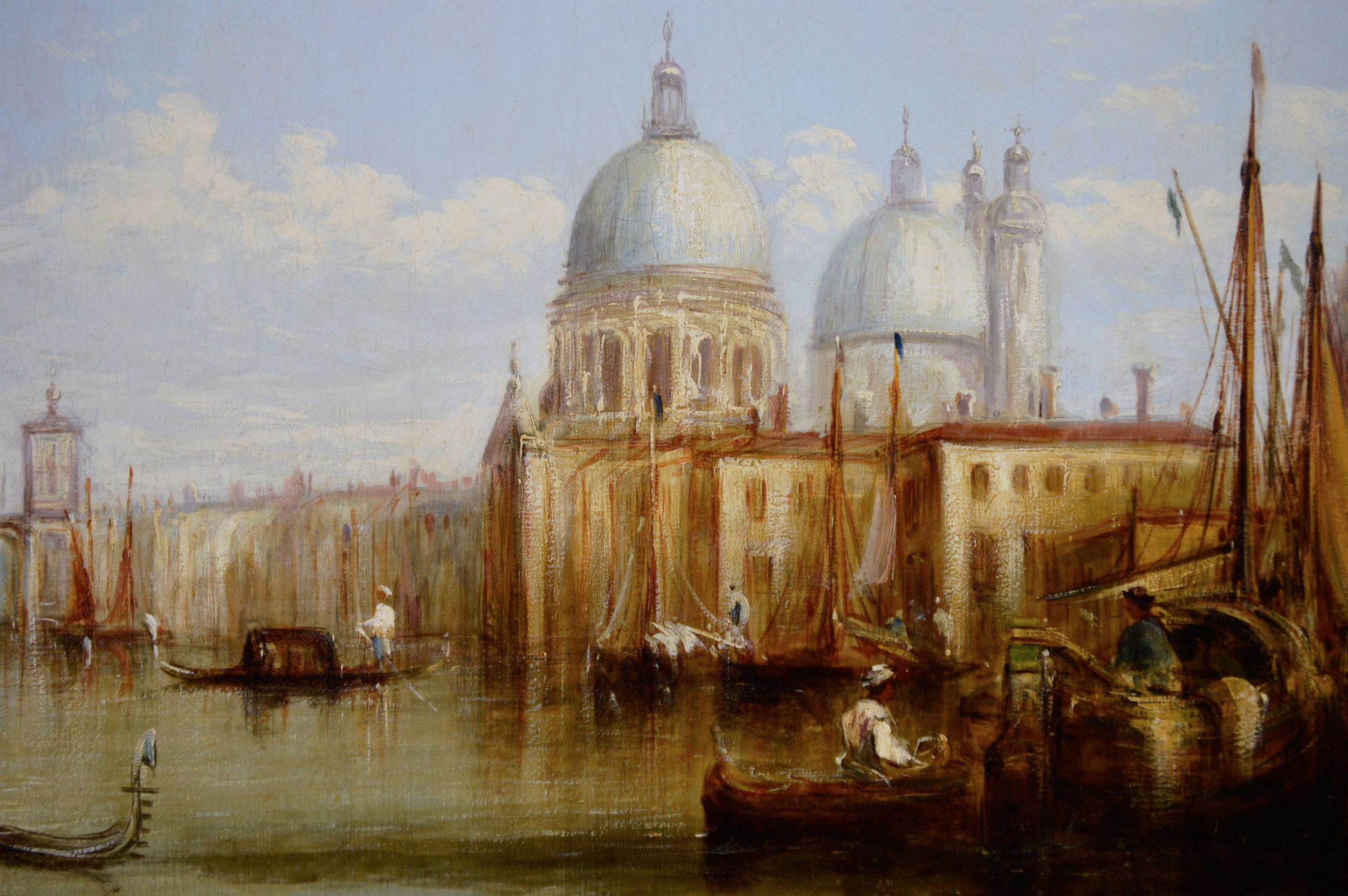 19th Century oil painting of the Grand Canal towards the Dogana, Venice - Victorian Painting by Francis Moltino