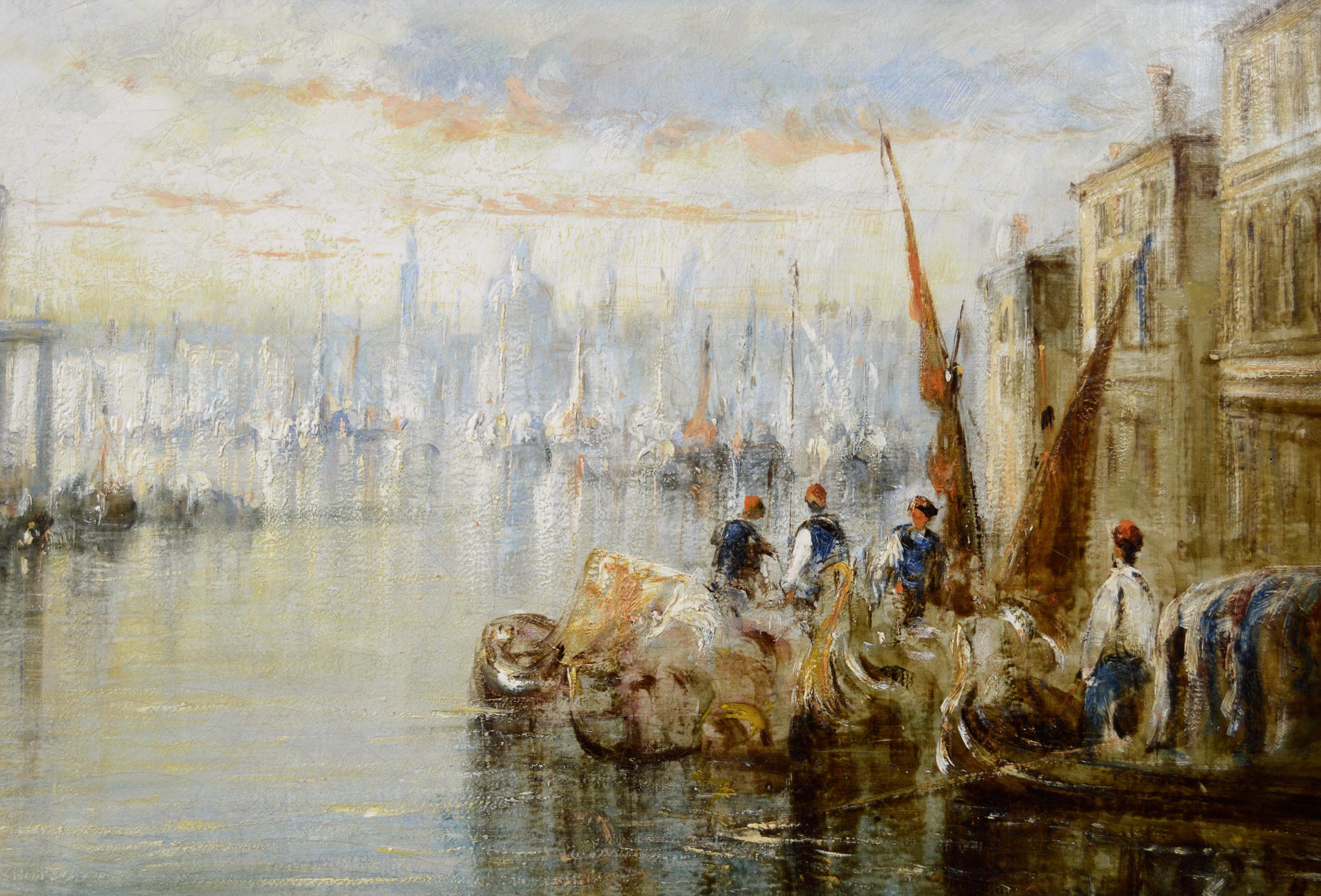 19th Century Townscape oil painting of the entrance to the Grand Canal, Venice - Victorian Painting by Francis Moltino