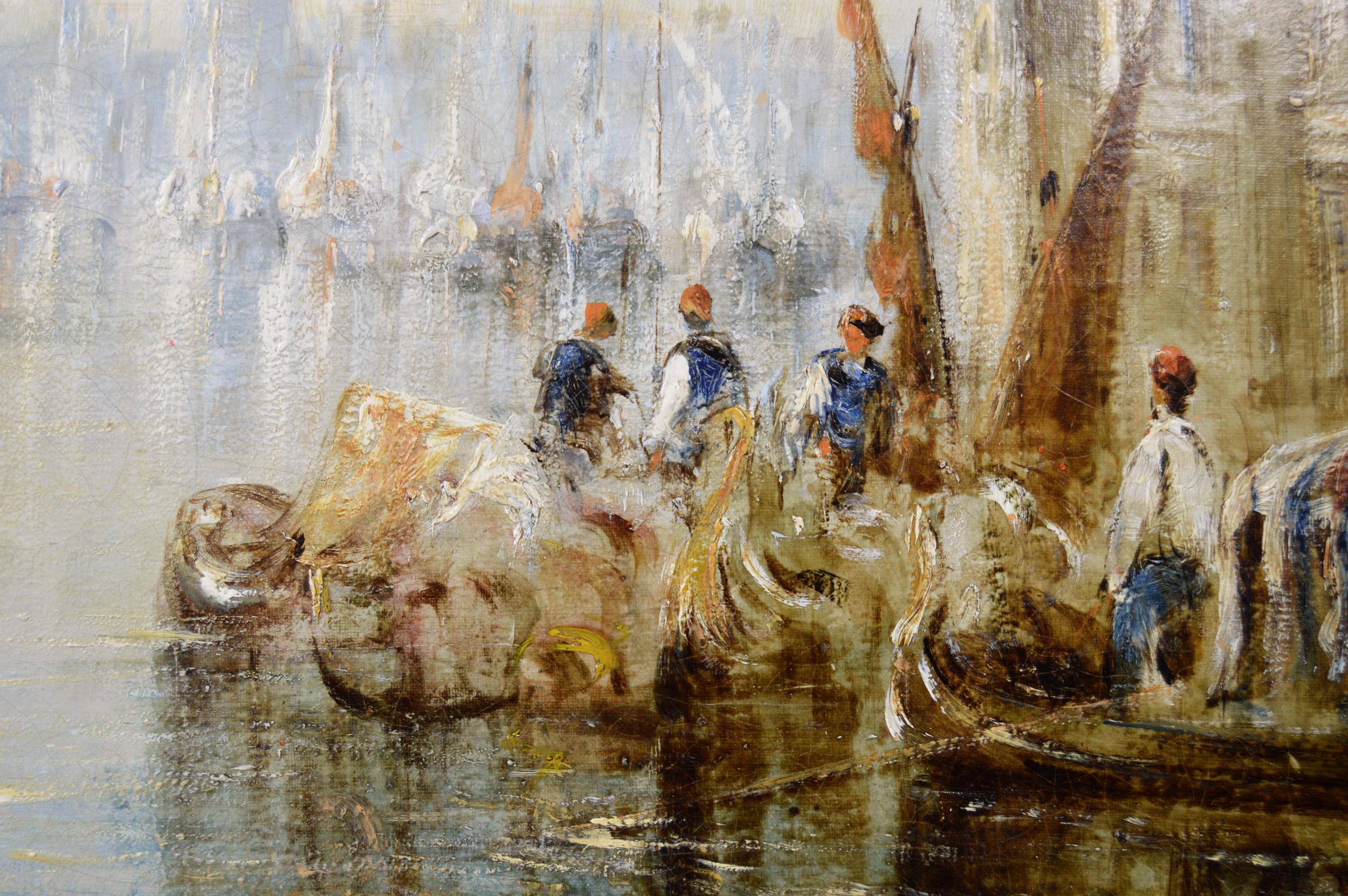 19th Century Townscape oil painting of the entrance to the Grand Canal, Venice 1