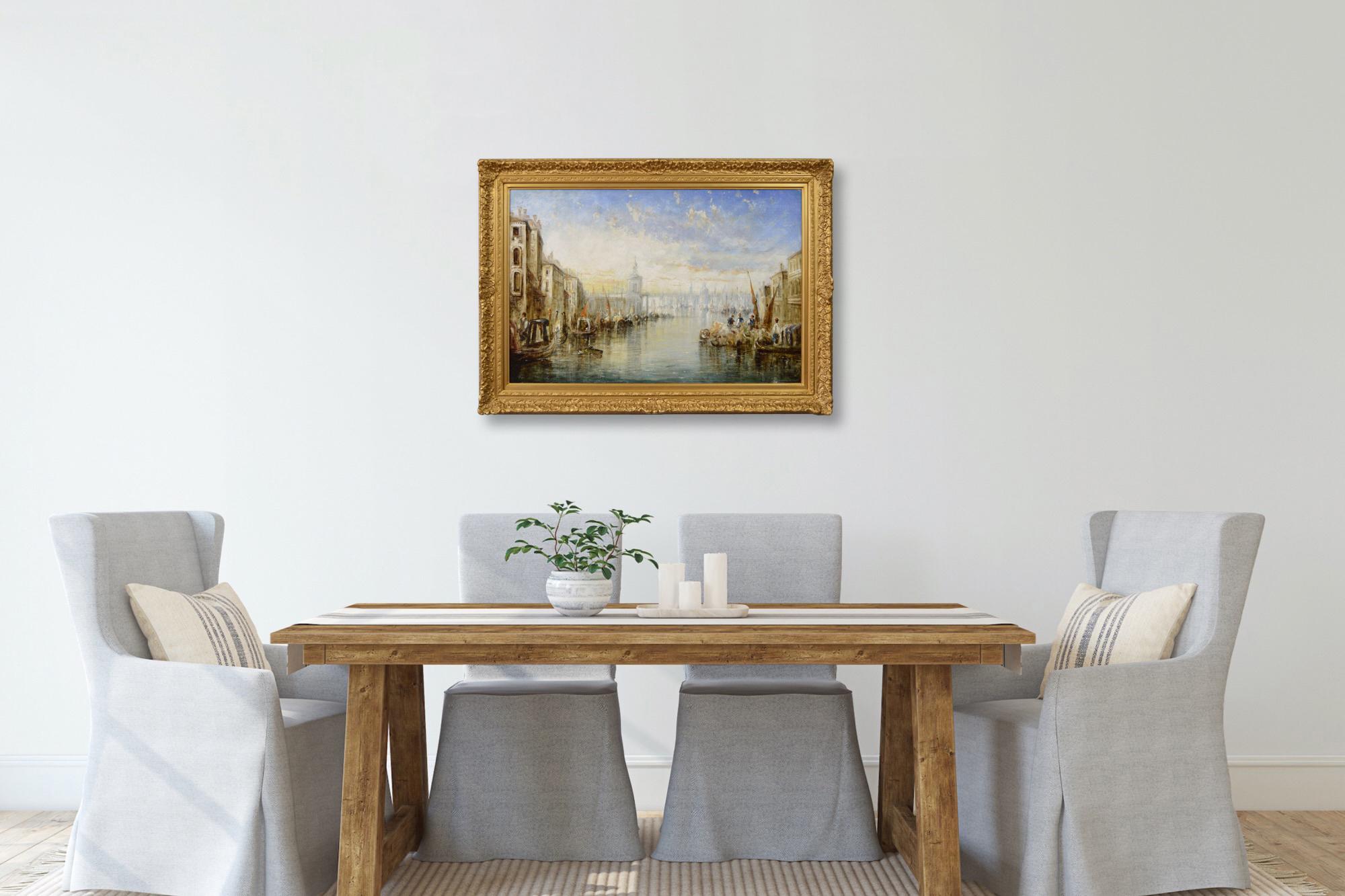 19th Century Townscape oil painting of the entrance to the Grand Canal, Venice 3