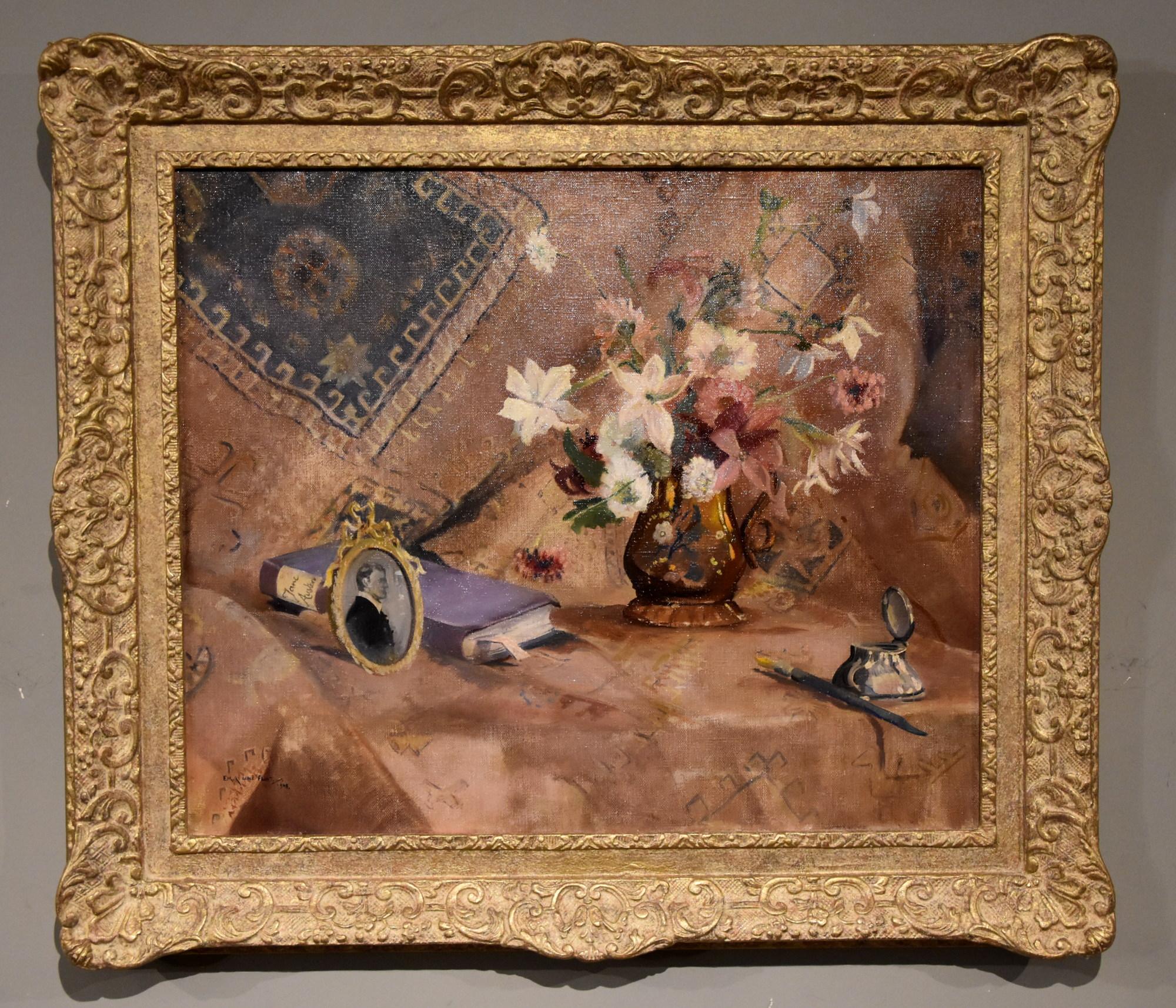 Ölgemälde von Francis Murray Russell Flint „Flowers and Lushe“  1815 - 1977 R.O.I, V.P.R.W.S, R.S.W, R.S.M.A. Francis war der Sohn des bedeutenden Sir William Russell Flint und selbst ein guter Maler. Studierte an den Schulen der Royal Academy und