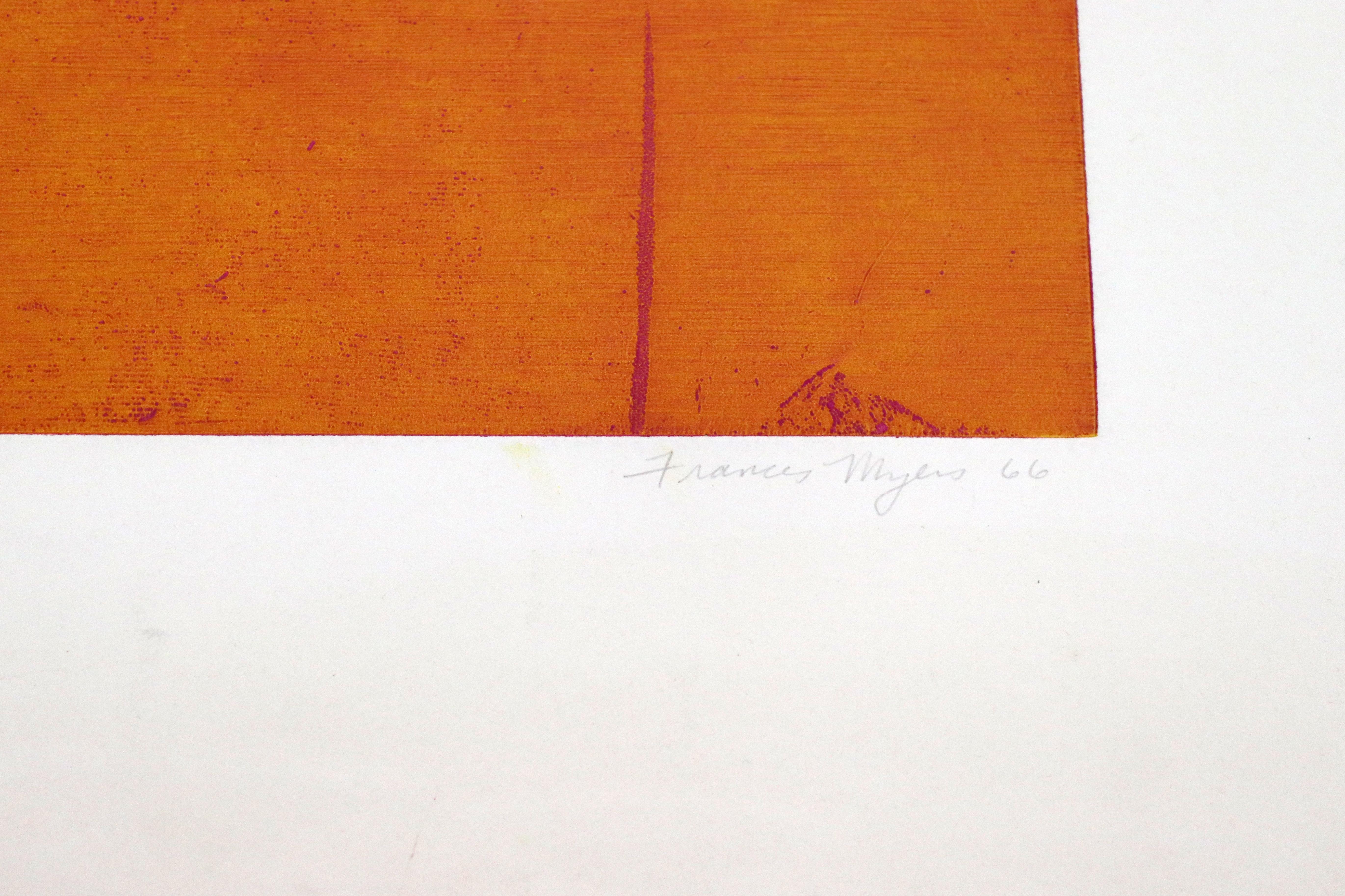 Francis Myers Orange Cityscsape 1966 Mid-Century Modern Serigraph Unframed 1