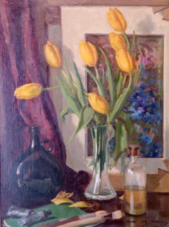 Scottish Oil Painting STILL LIFE OF TULIP FLOWERS by Franc P Martin (1883-1966)