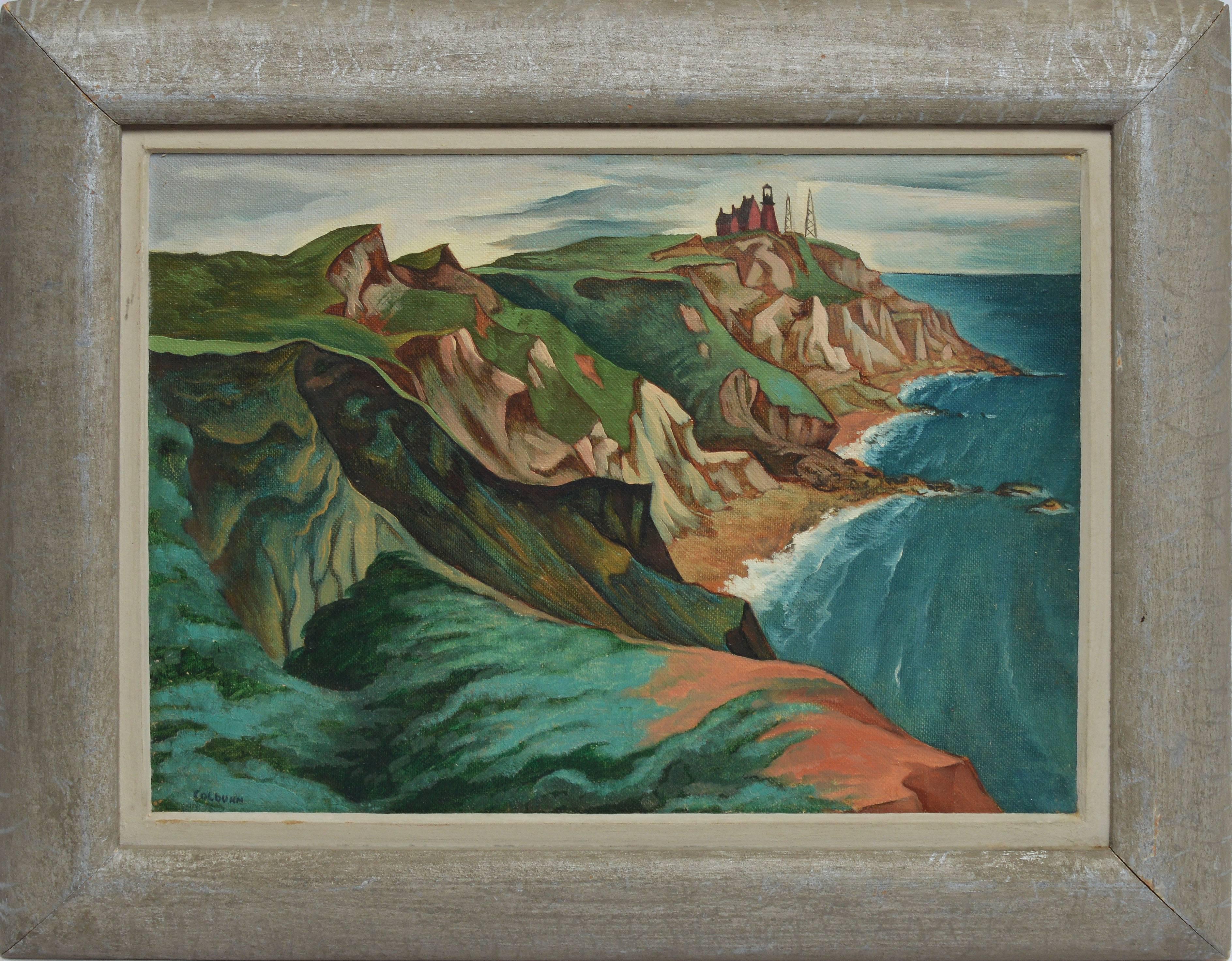 Francis Peabody Colburn Landscape Painting - Modernist View of Block Island by Francis Colburn