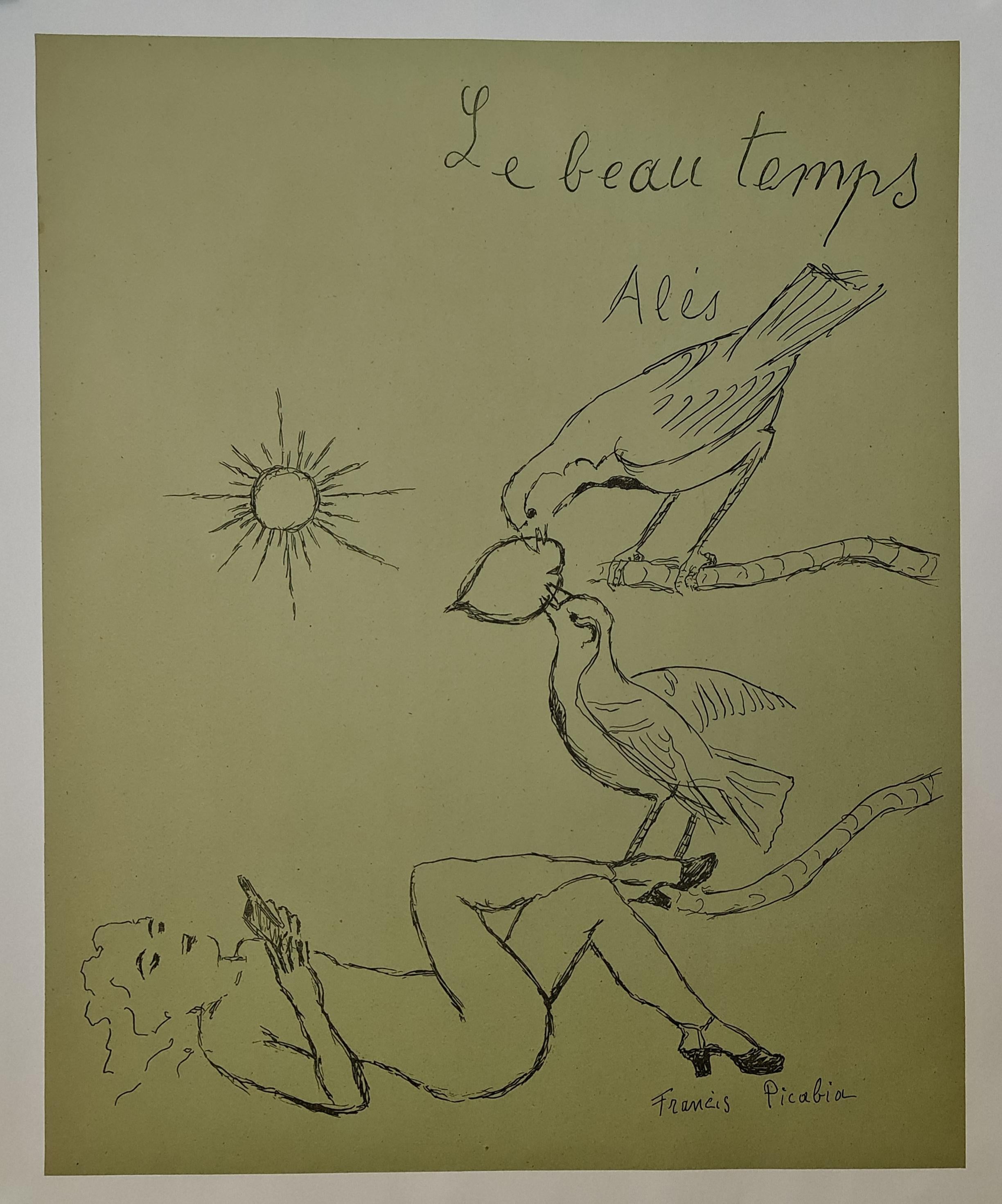 Poster printed in lithography after a drawing by Francis Picabia, designed for the opening in May 1950 of the bookstore (owned by Pierre-André Benoît) Le Beau Temps in Alès, a French town located in the Gard department, in the Occitanie