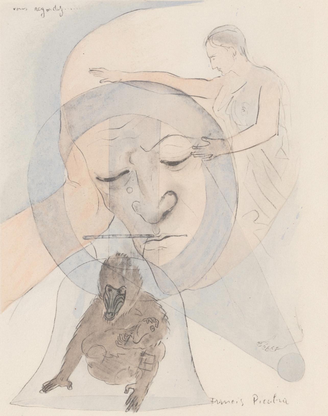 Lithograph and stencil on vélin d'Arches paper. Unsigned and unnumbered, as issued. Good Condition. Notes: From the volume, Le Peseur d'âmes, précédé d'un frontispice et suivi de huit illustrations de Francis Picabia, 1931. Published by Antoine