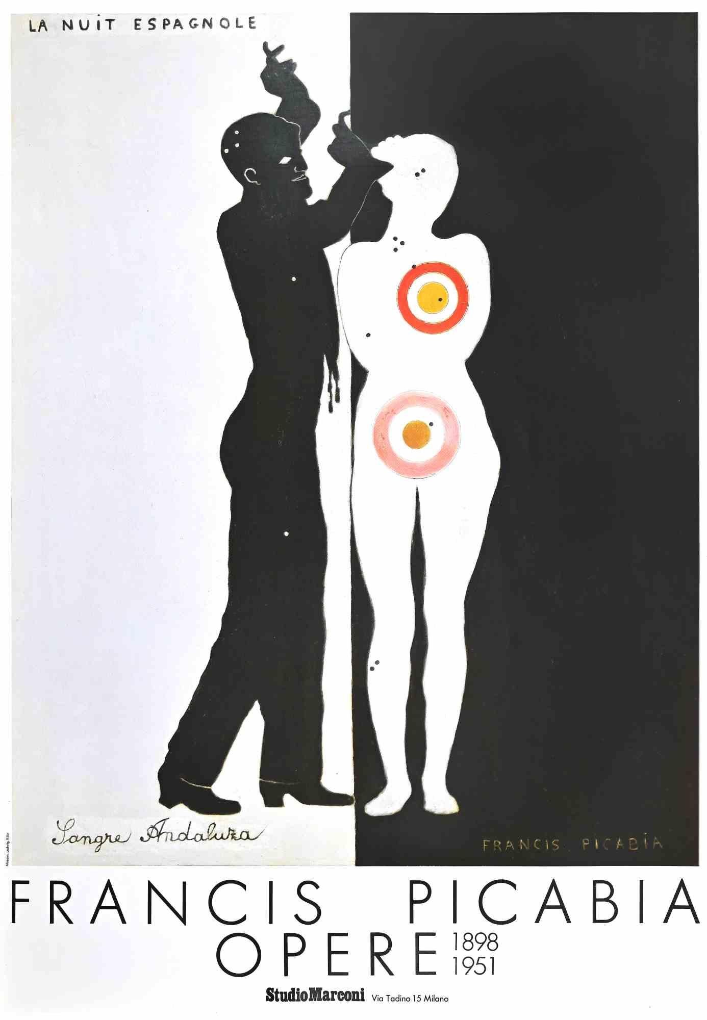 Picabia La Nuit Espagnole – Poster-Ausstellung – Vintage- Offsetdruck – 1986