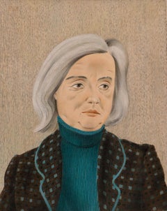 Francis Plummer (1930-2019) - Olio del XX secolo, Il dolcevita verde acqua