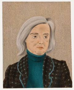Francis Plummer (1930-2019) - Olio del XX secolo, Il dolcevita verde acqua