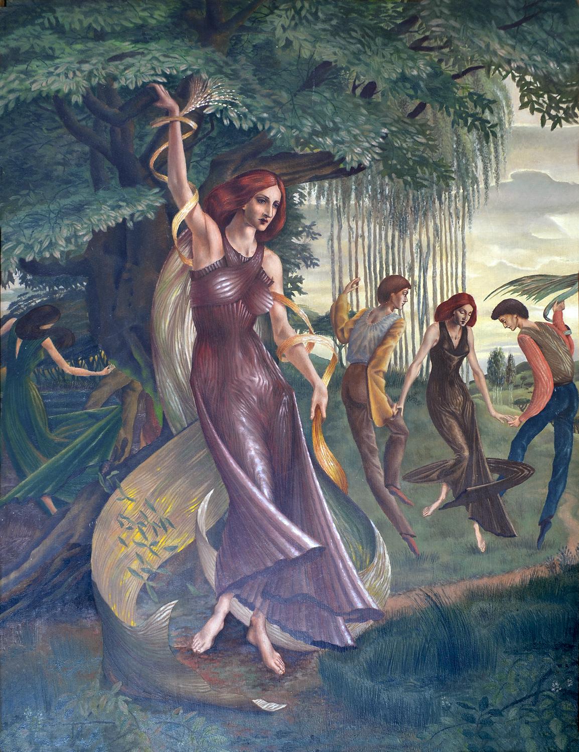 Figurative Painting Francis Plummer - The Dance, peinture à l'huile du 20e siècle
