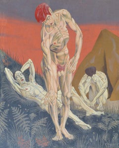 Rest, Eitempera, englisches Gemälde des 20. Jahrhunderts