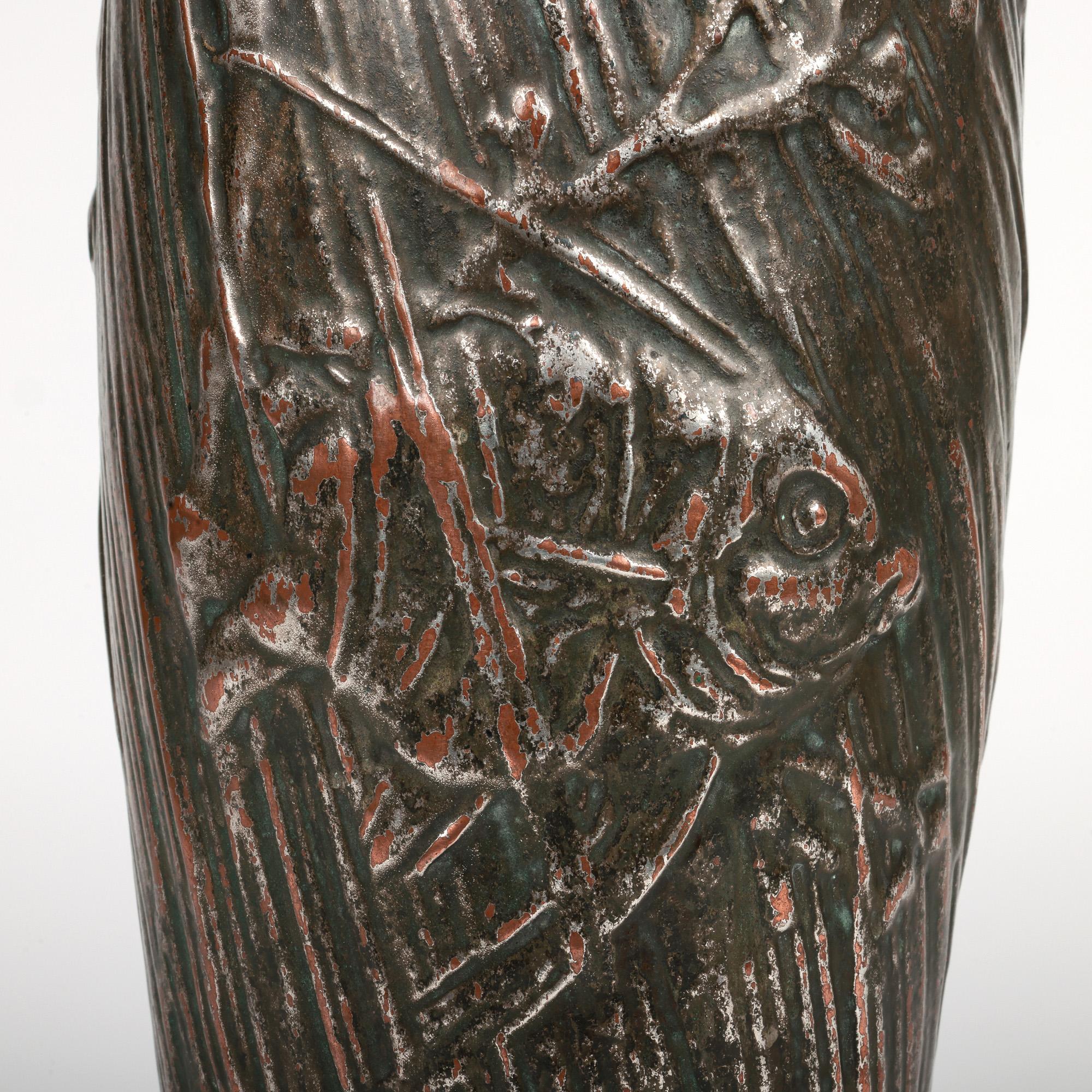 Francis Pope Rare Copper Clad Doulton Lambeth Fish Vase For Sale 6