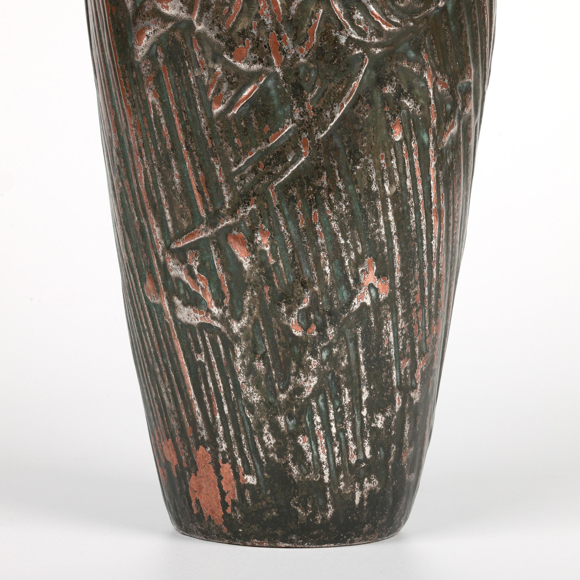 Francis Pope Rare Copper Clad Doulton Lambeth Fish Vase For Sale 8
