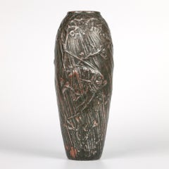 Francis Pope Rare Copper Clad Doulton Lambeth Fish Vase