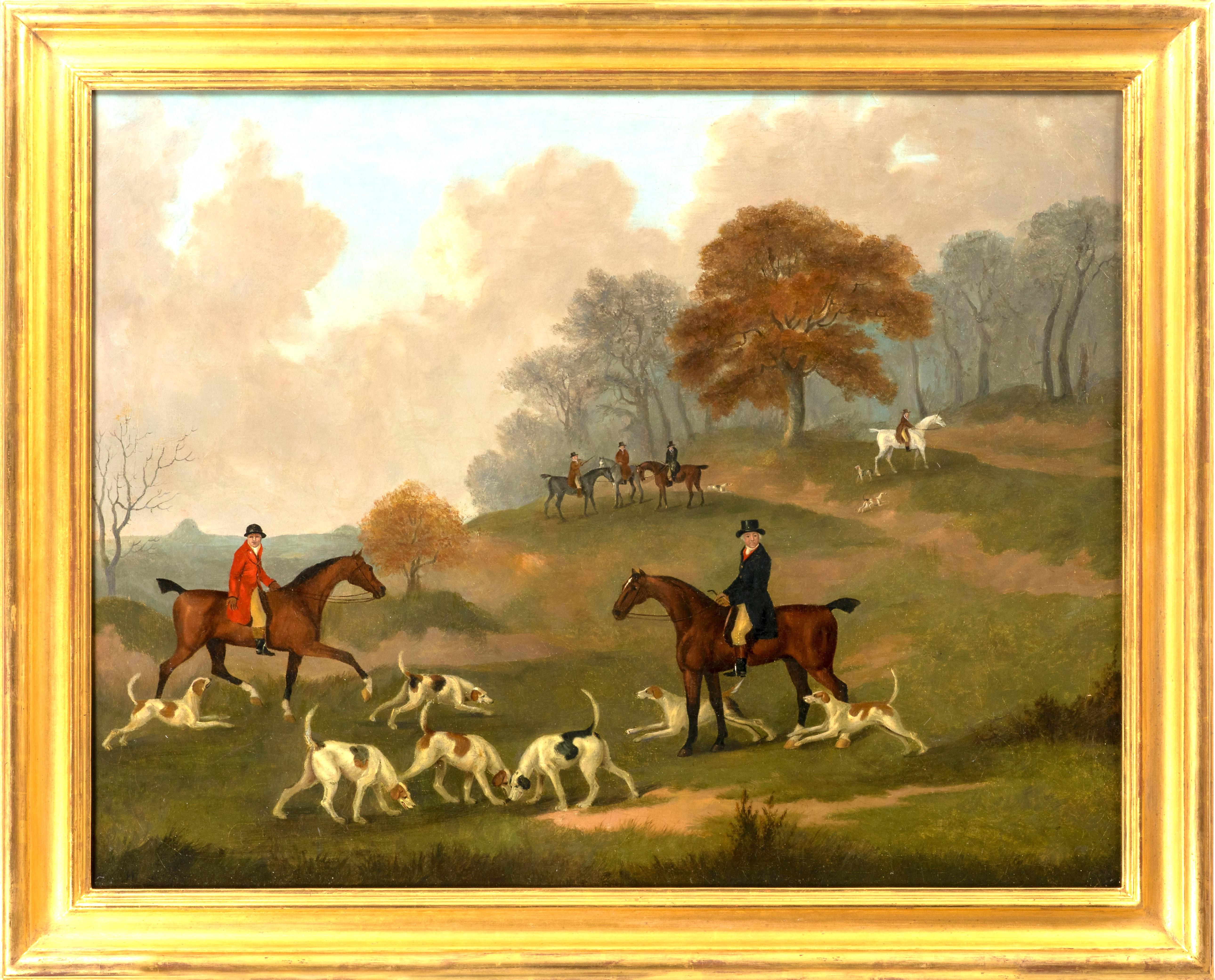 Francis R Williams Landscape Painting - The Earl of Darlington Foxhunting with The Raby Pack: "Drawing Cover