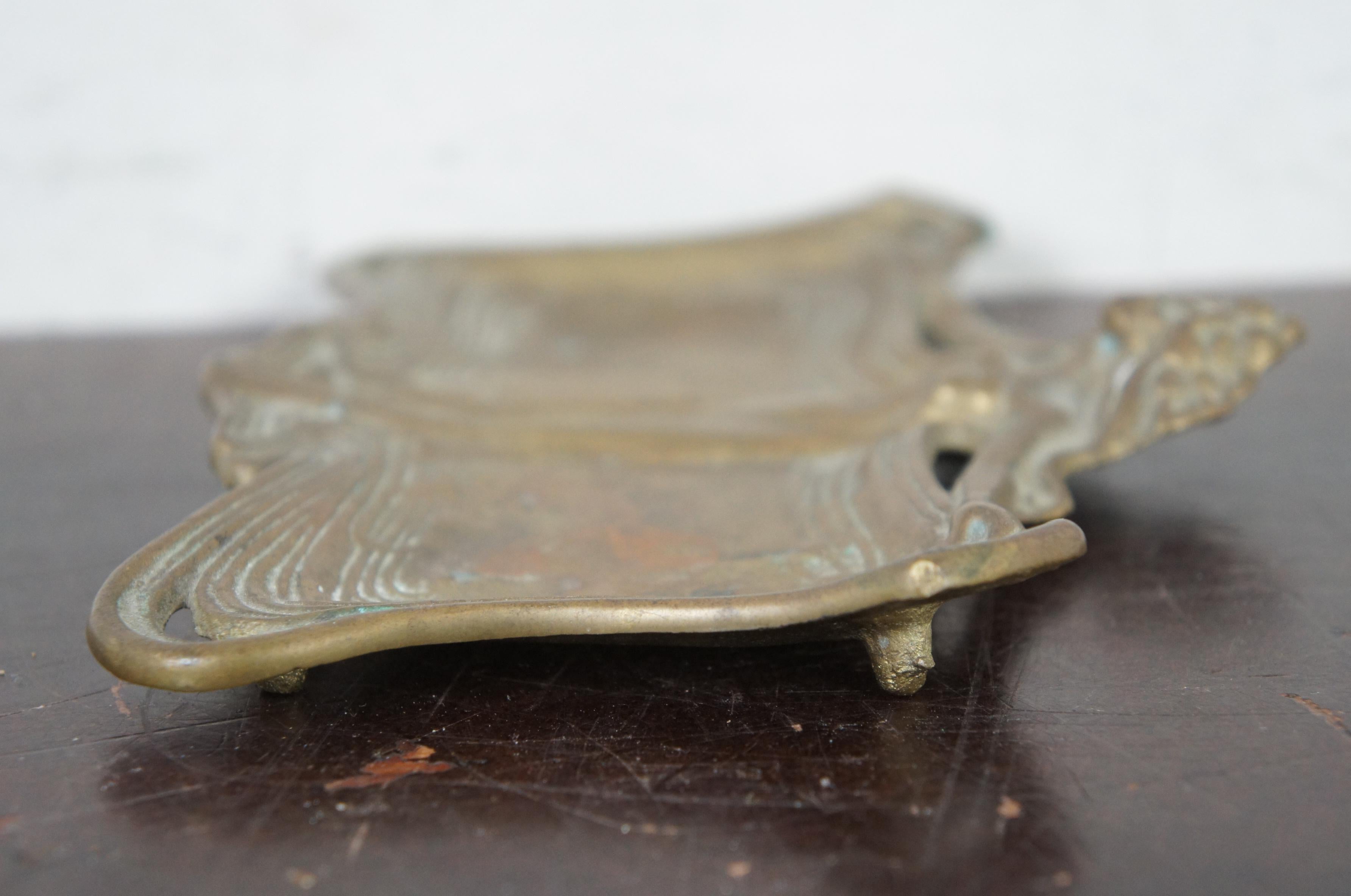 Francis Renaud French Bronze Art Nouveau Figural Tray Vanity Dish Nymph Maiden 1
