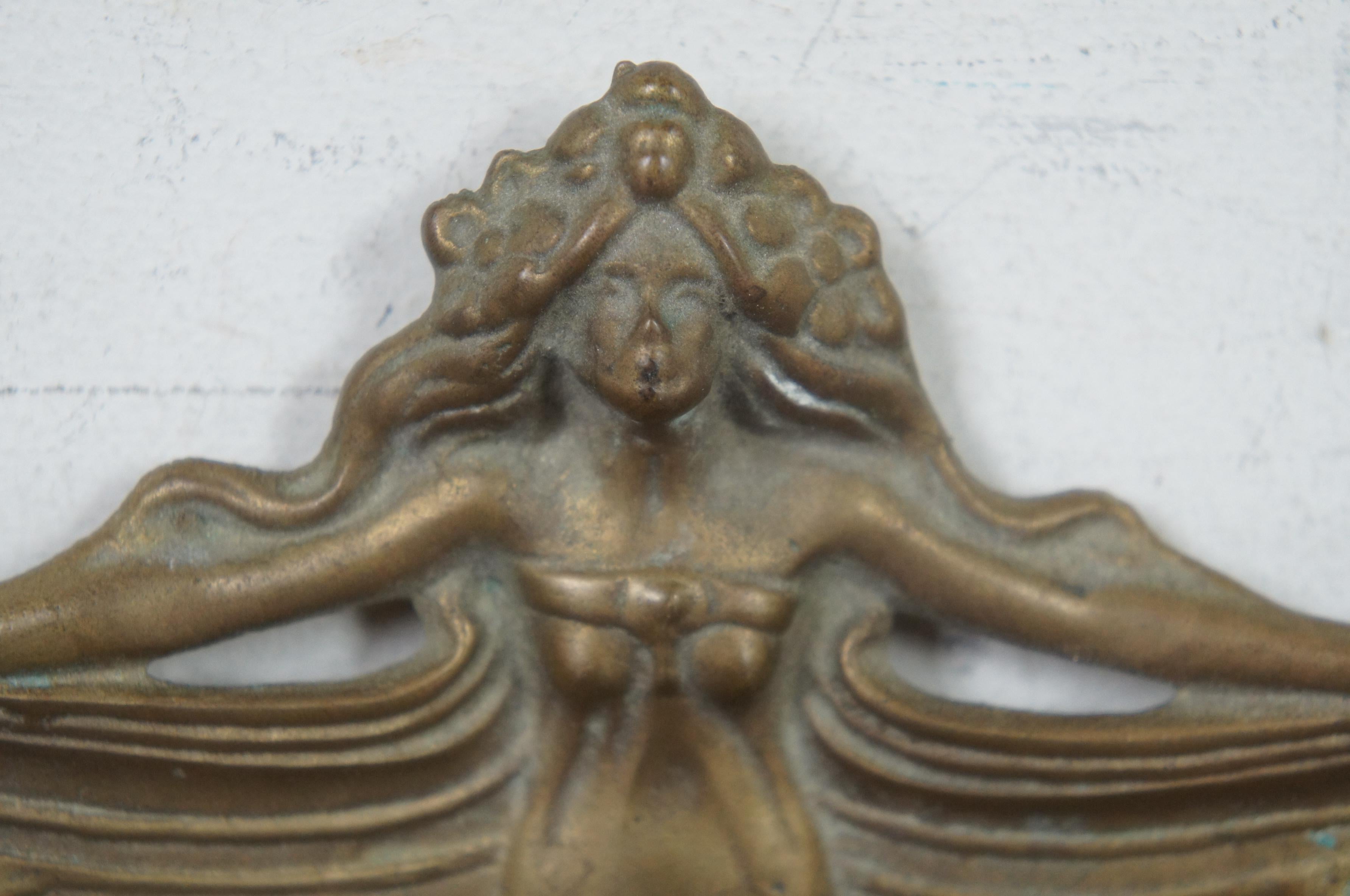 Francis Renaud French Bronze Art Nouveau Figural Tray Vanity Dish Nymph Maiden 2